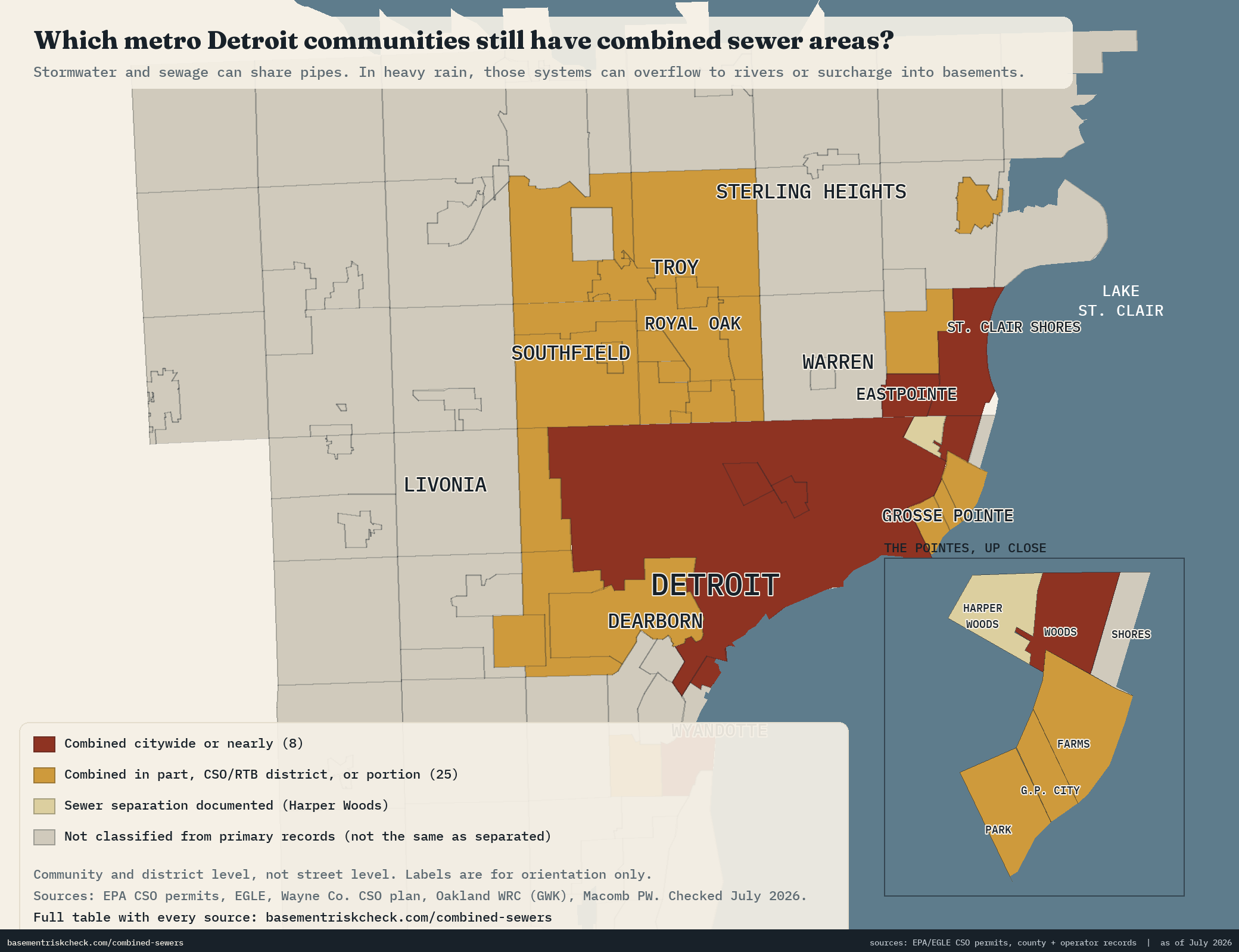 Metro Detroit combined-sewer overlay map